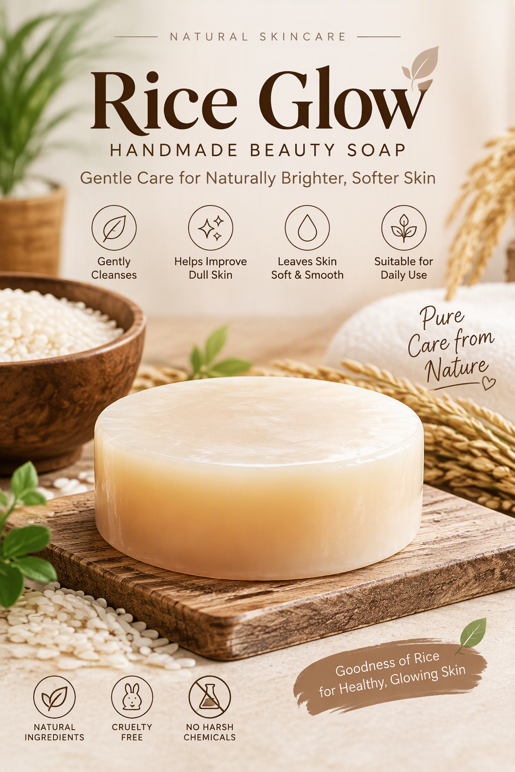 Rice Glow Handmade Beauty Soap | Gentle Cleansing & Natural Brightening