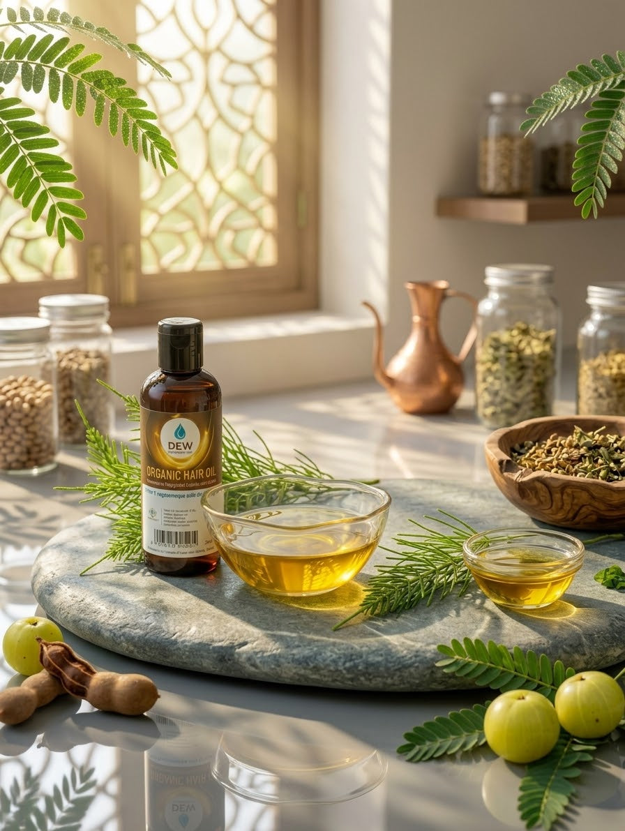 Dew Organic Hair Oil – For Strong Roots & Hair Growth